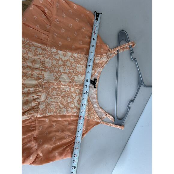 Torrid Tank Top Boho Festival Button Camisole Orange Floral Size 2 Ruffle - Picture 5 of 7